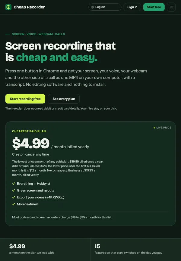 cheaprecorder.com on tablet